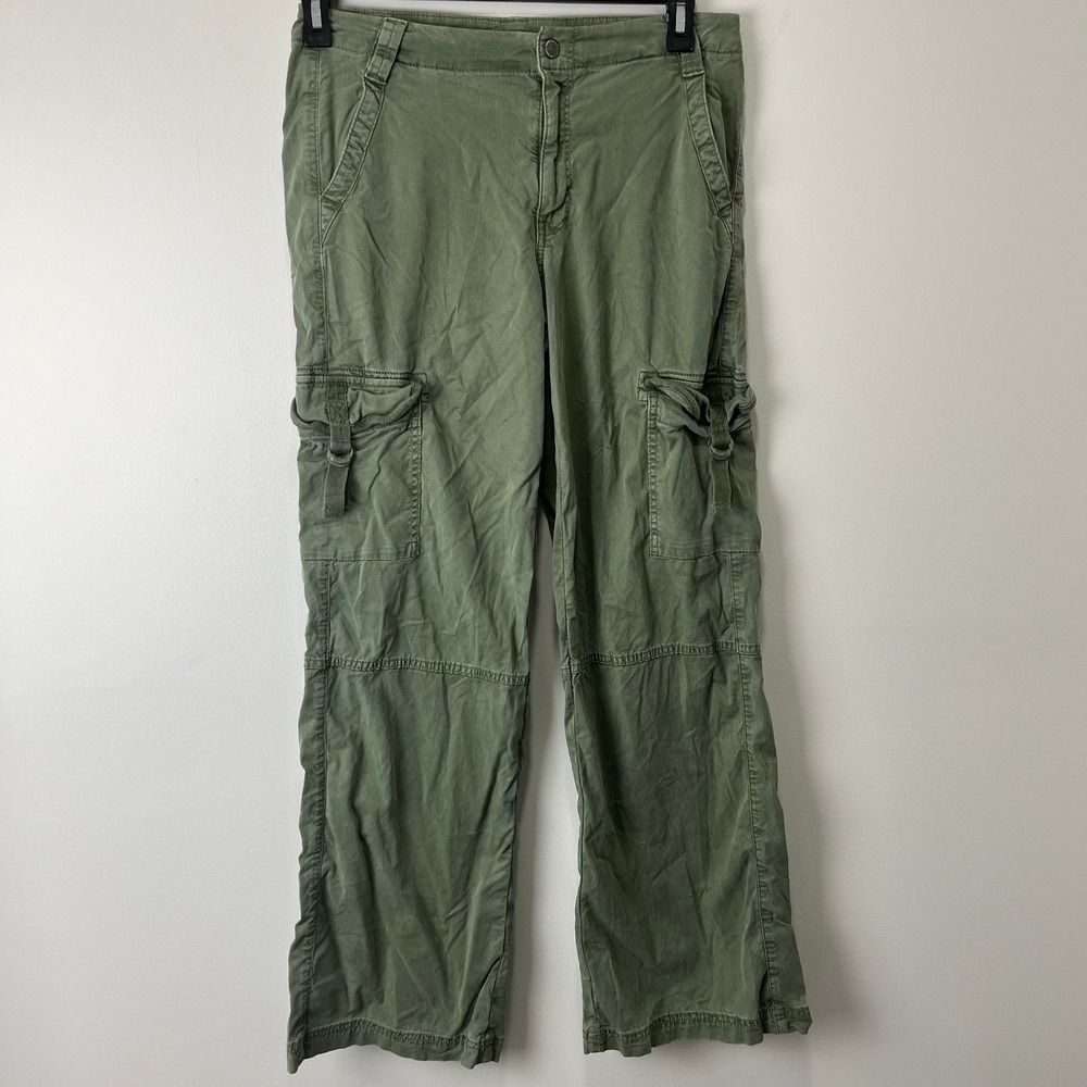 American Eagle Cargo Pants Womens 2 Green Super High Rise Baggy Wide Leg Outdoor